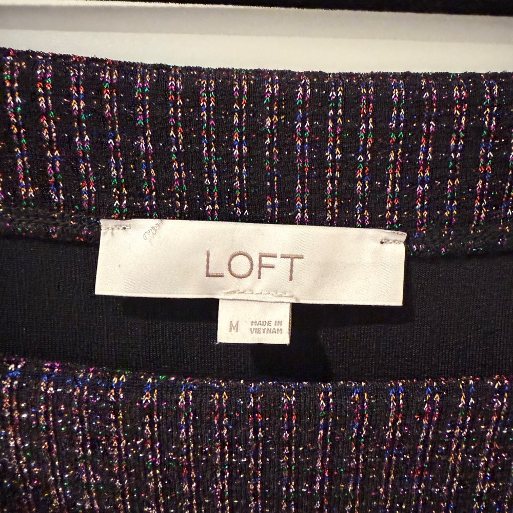 LOFT  Shimmer Ribbed Square Neck Top - Picture 3 of 5